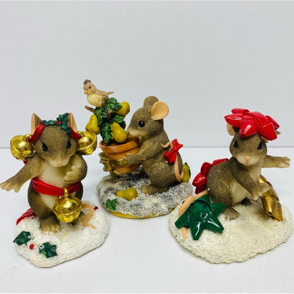 Fitz and Floyd Charming Tales Christmas Mouse Figurine Lot - Picture 1 of 6